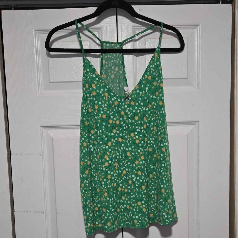 Kaileigh Green and Yellow Sleeveless Tank Top